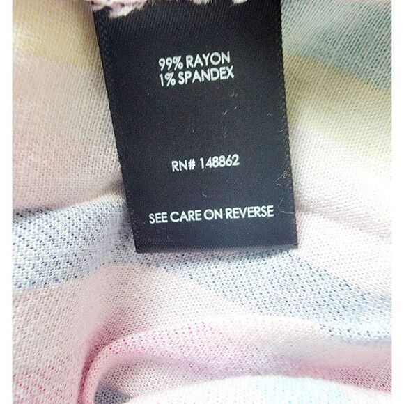 Torrid 00 Short Sleeve Blouse Vettical Striped Rear Button Pink Multi Scoop Neck - Picture 7 of 7